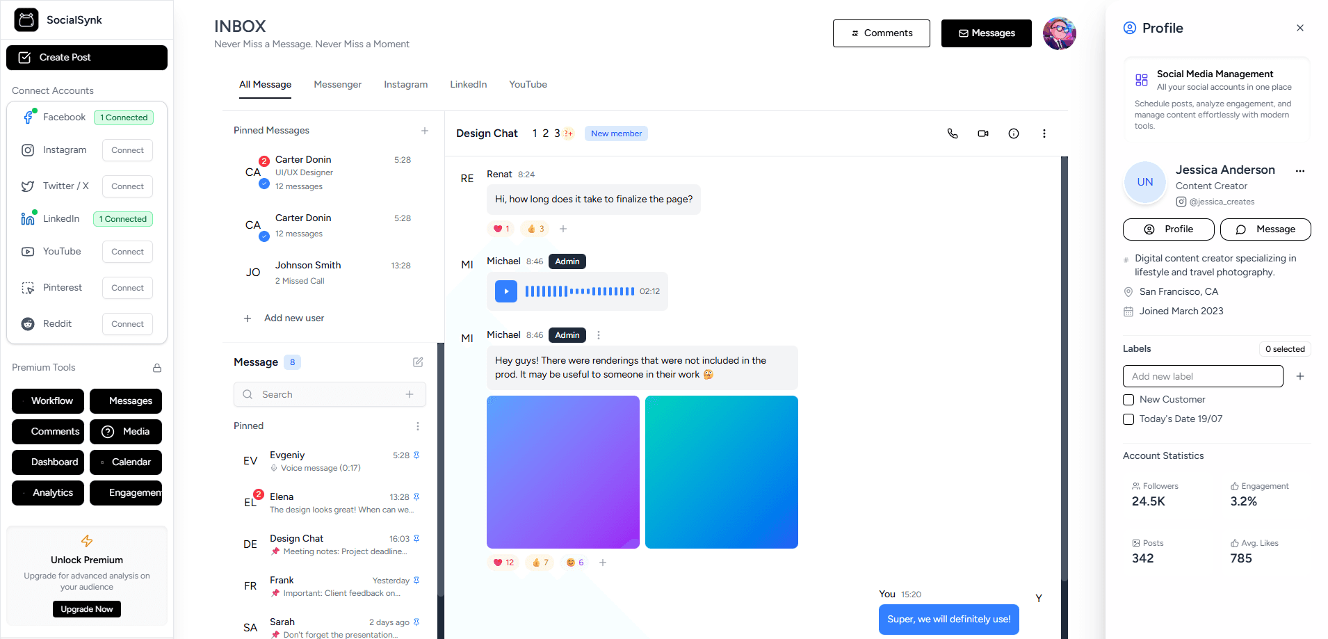 Unified social media dashboard